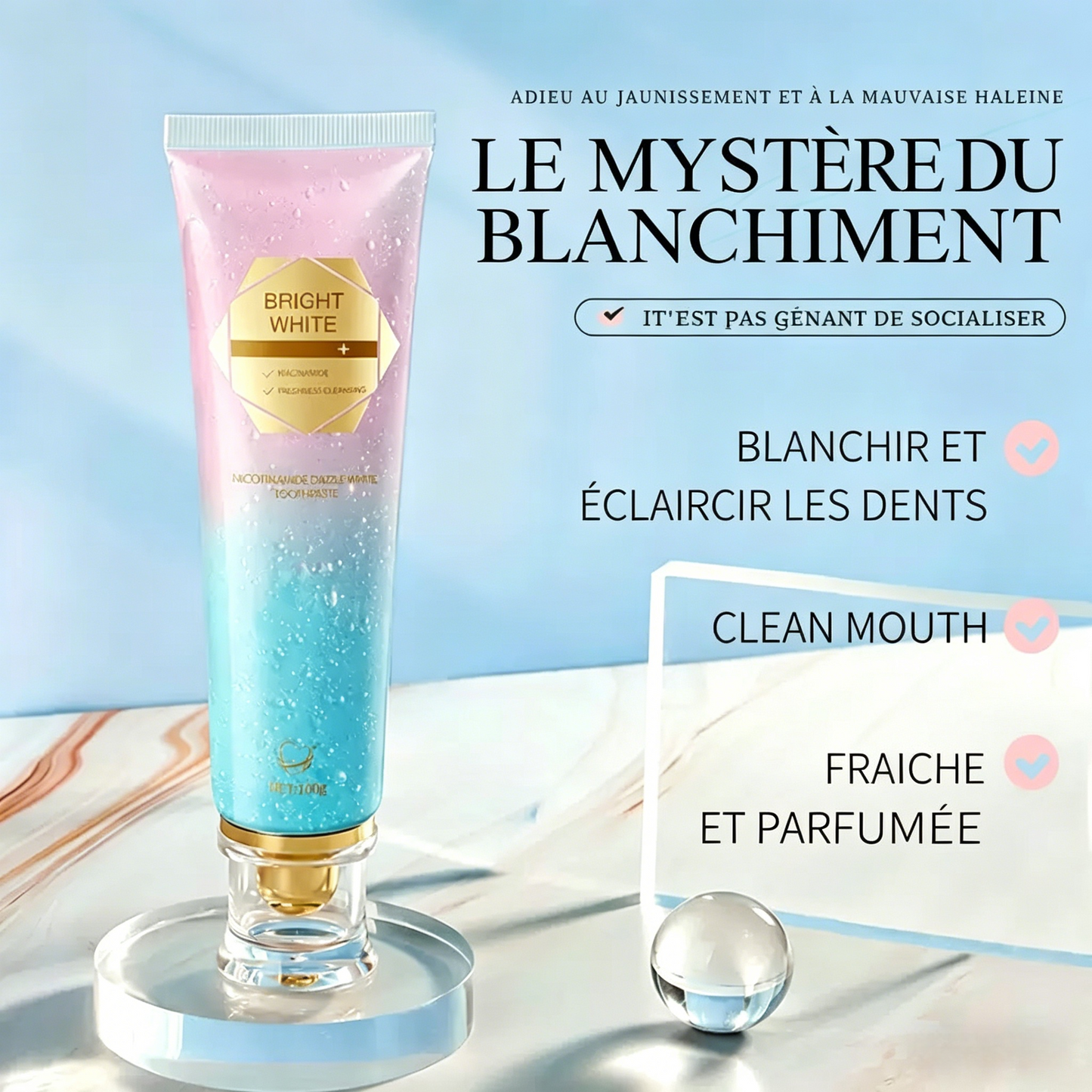 Bright White – Dentifrice Éclaircissant à la Niacinamide