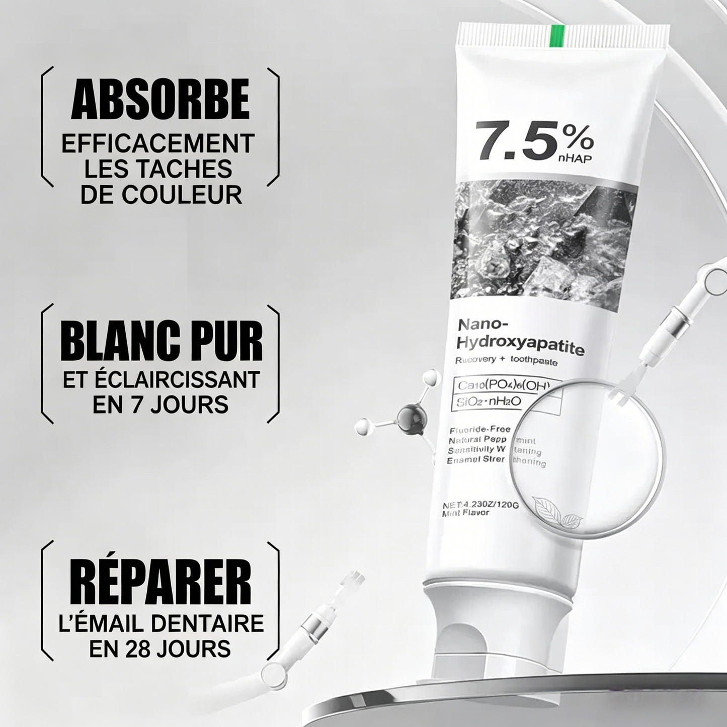 Dentifrice Nano-Hydroxyapatite 7,5% – Réparation & Protection Émail