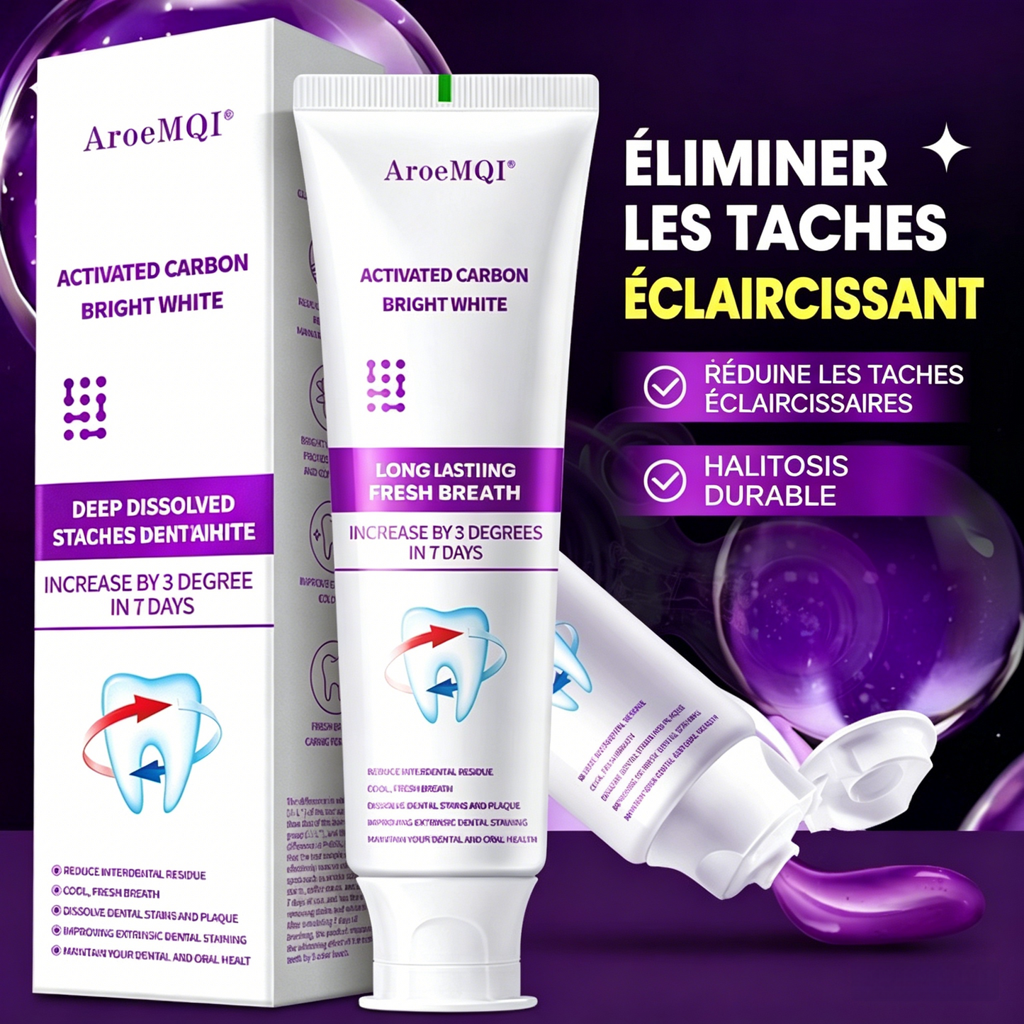 Bright White - AroeMQI – Dentifrice Carbonne Actif Éclaircissant