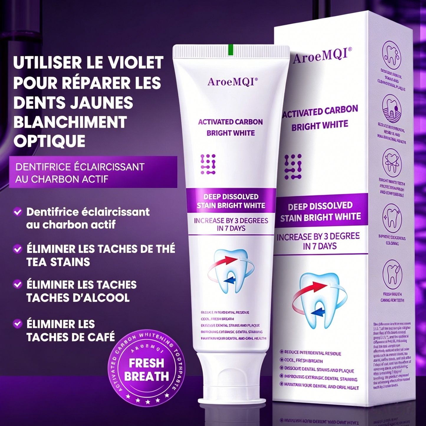 Bright White - AroeMQI – Dentifrice Carbonne Actif Éclaircissant