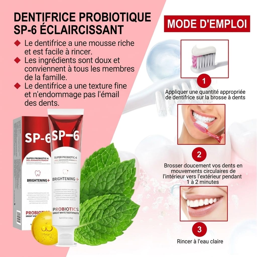 SP-6 – Dentifrice Blanchissant Premium aux Probiotiques